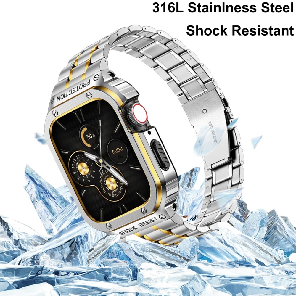 Apple Watch SE 44mm Full Metal Armband zilver/goud