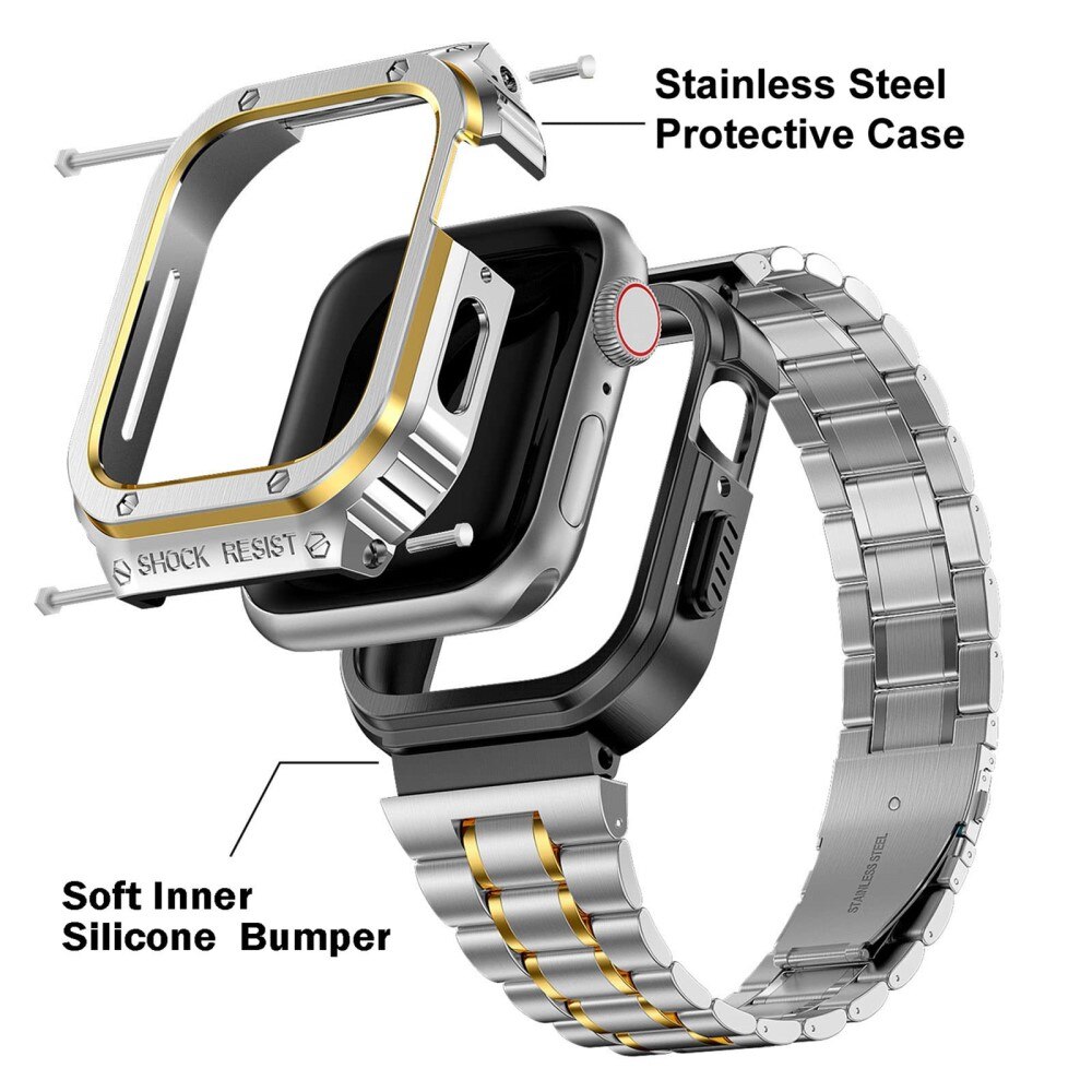Apple Watch SE 44mm Full Metal Armband zilver/goud