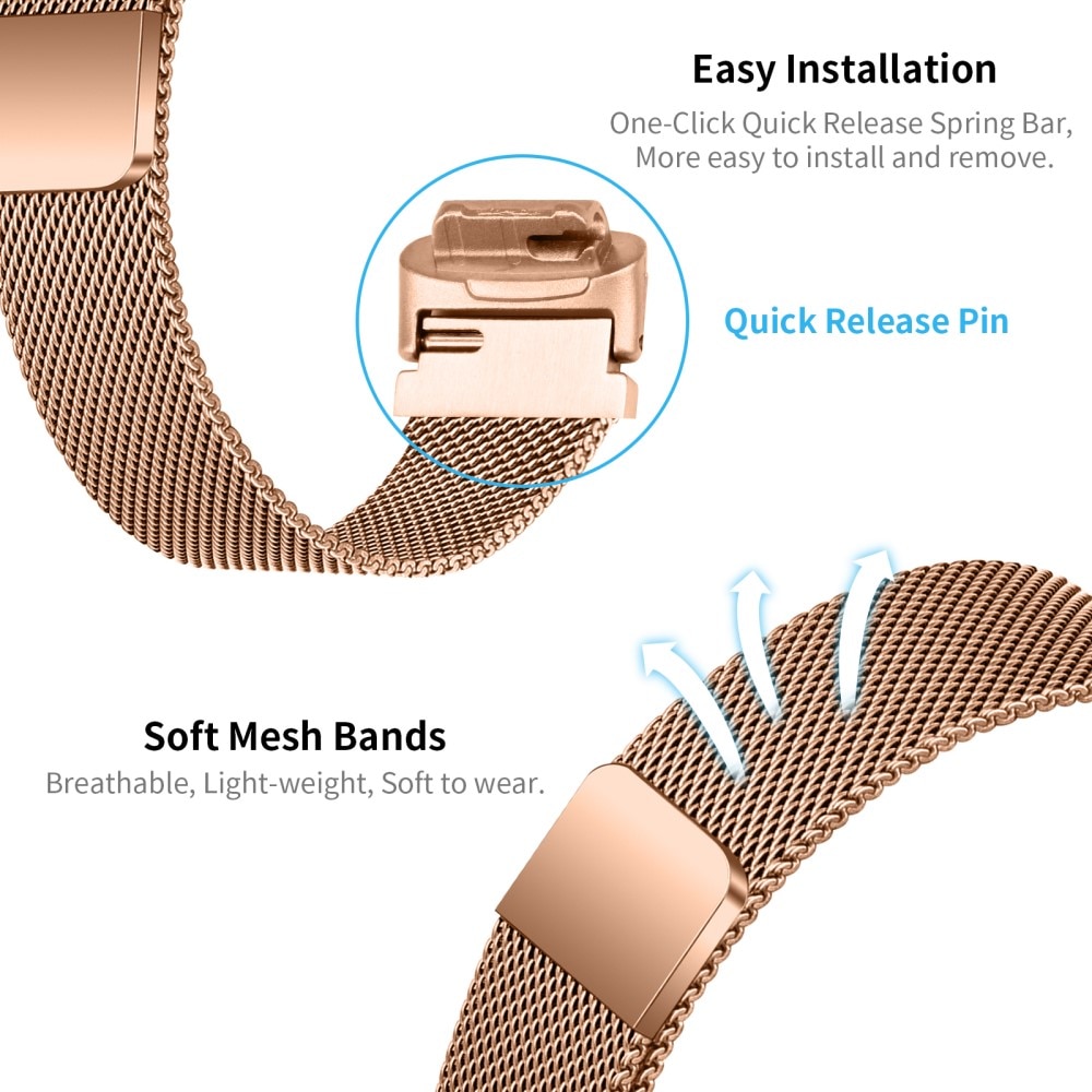 Fitbit Inspire 3 Milanese bandje Rosé goud
