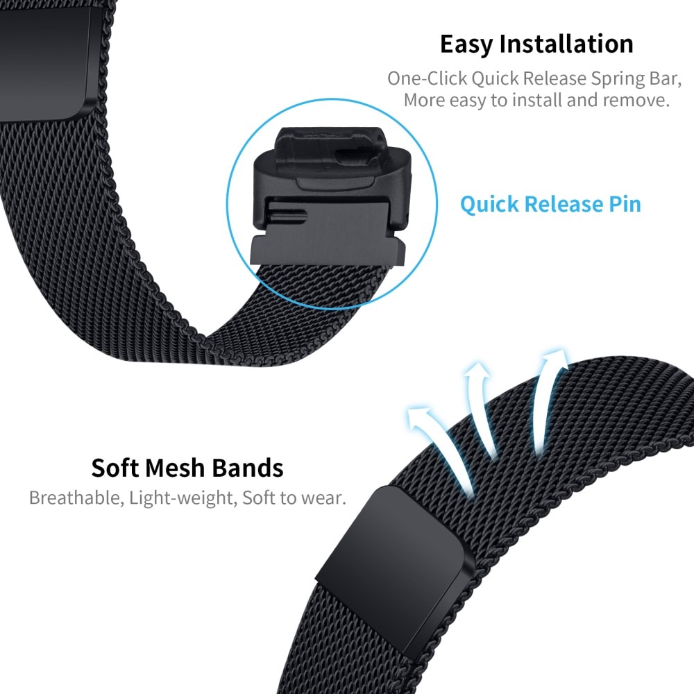 Fitbit Inspire 3 Milanese bandje Zwart