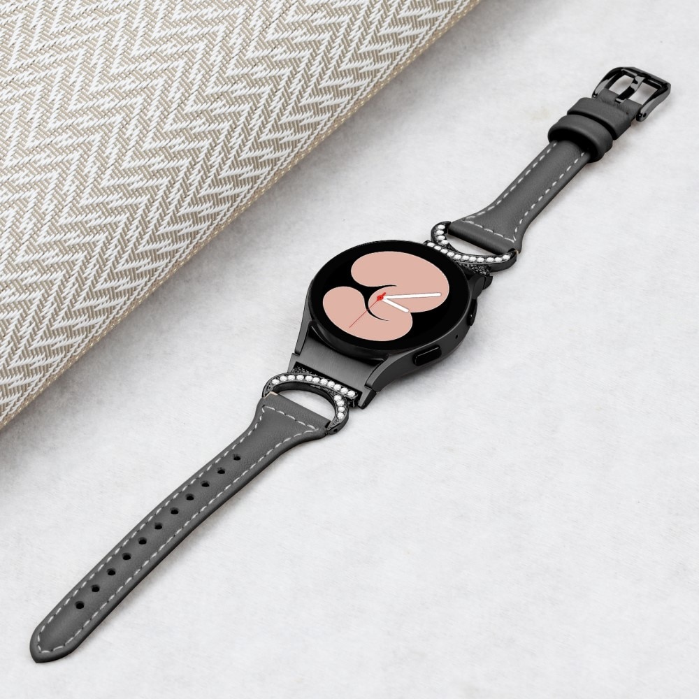 Samsung Galaxy Watch 6 Classic 47mm Full fit Rhinestone Leren bandje zwart