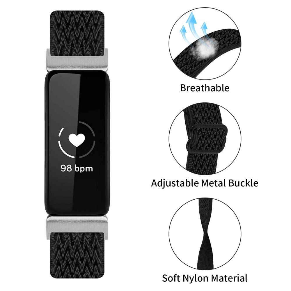 Fitbit Inspire 3 Elastisch Woven Nylon bandje zwart