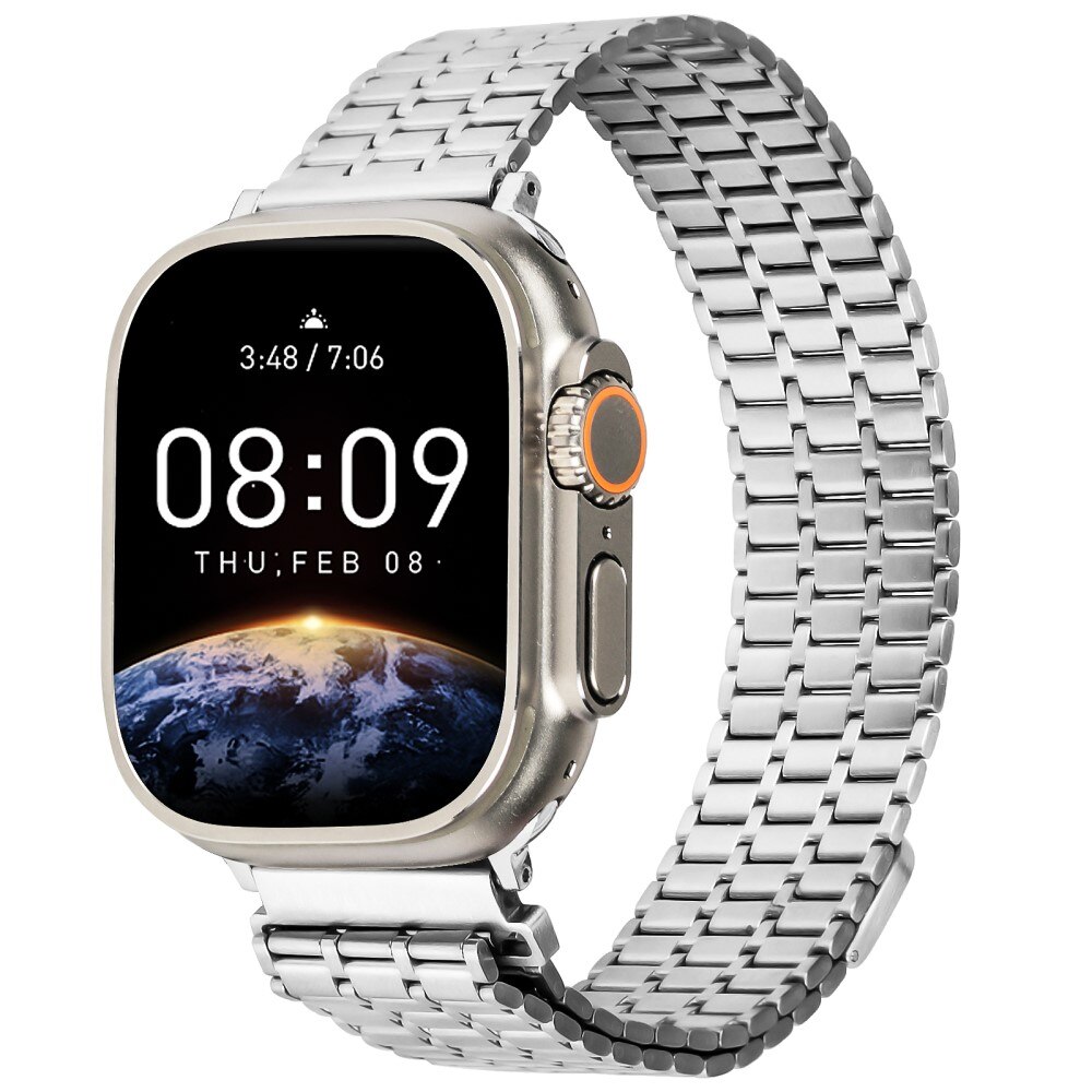 Apple Watch 45mm Series 9 Business Magnetic Armband zilver