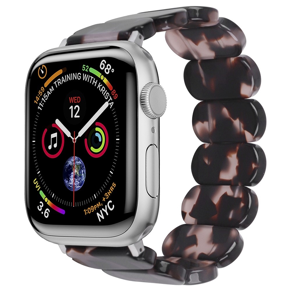 Apple Watch 45mm Series 9 Elastische resinarmband zwart/grijs