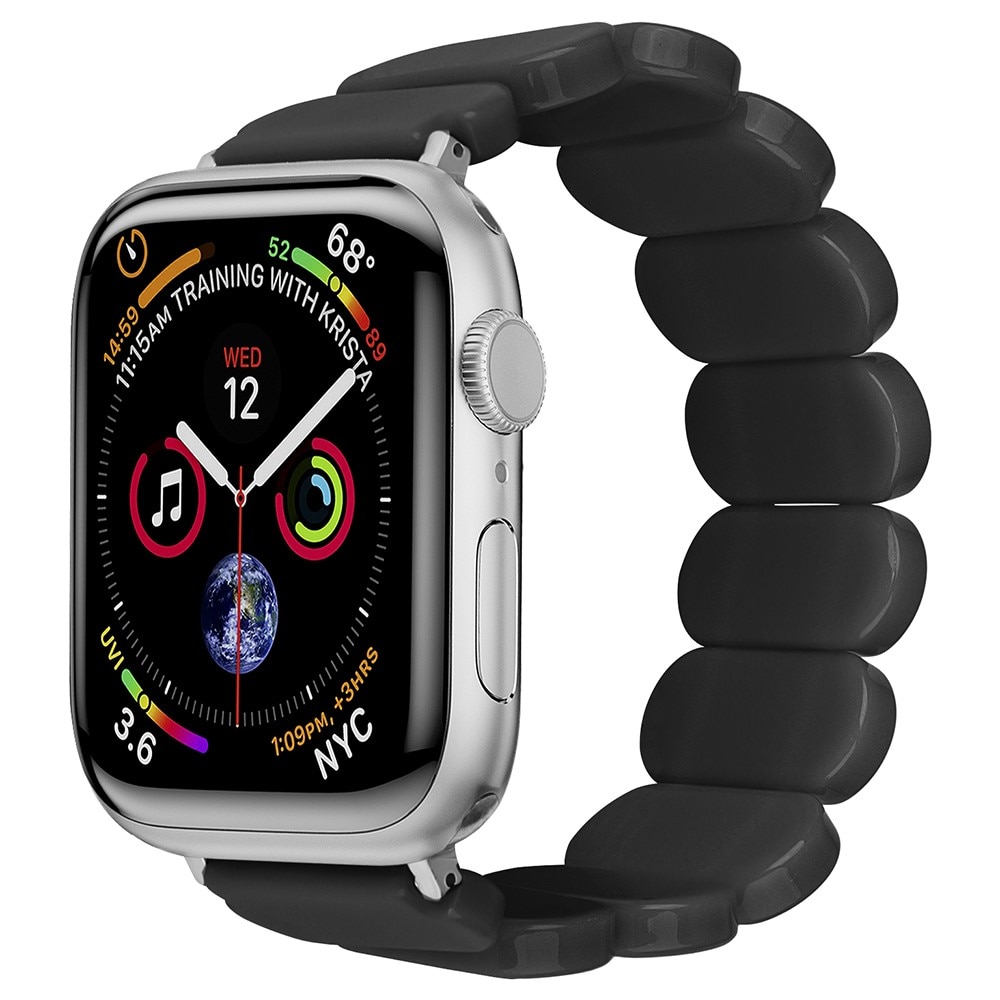 Apple Watch 45mm Series 7 Elastische resinarmband zwart