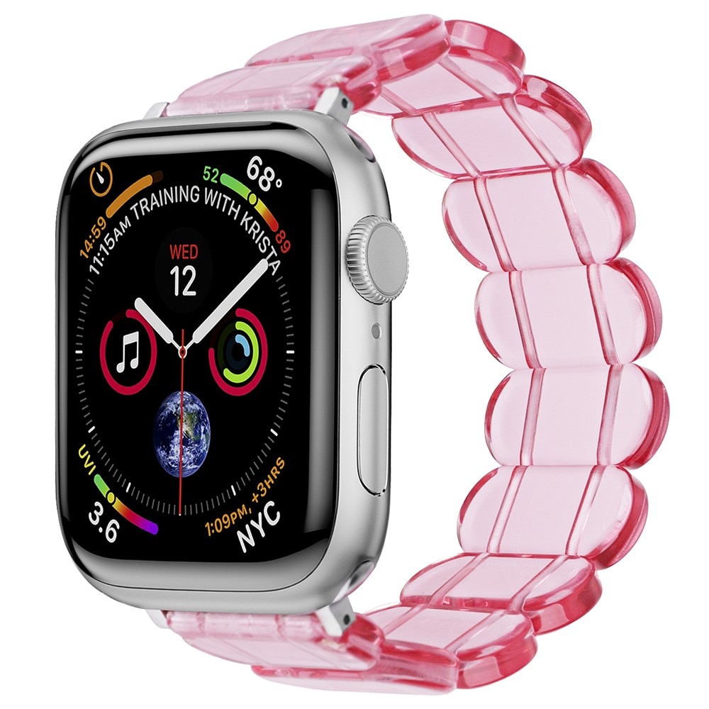 Apple Watch 44mm Elastische resinarmband roze