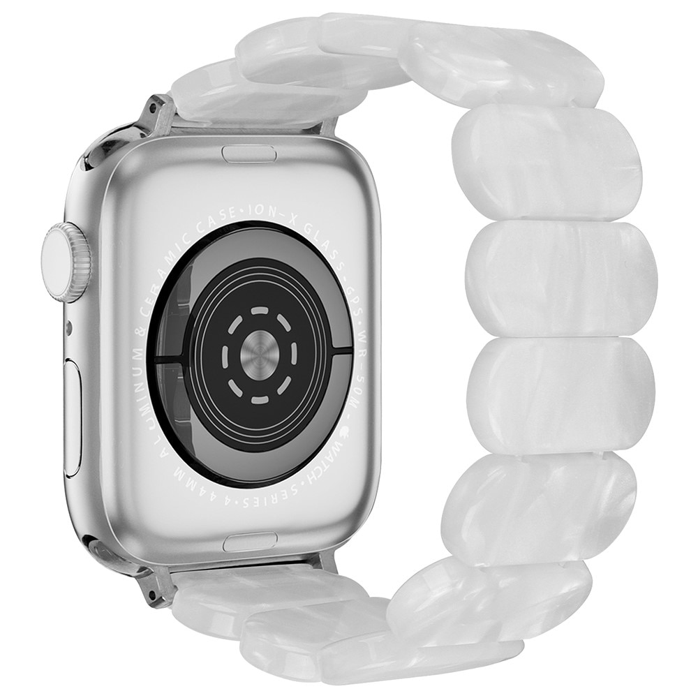 Apple Watch 44mm Elastische resinarmband parelwit