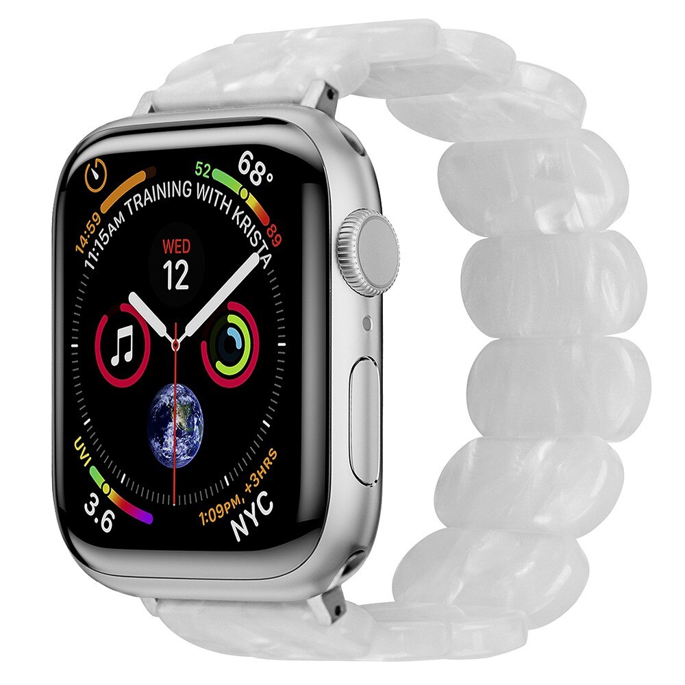 Apple Watch 45mm Series 7 Elastische resinarmband parelwit