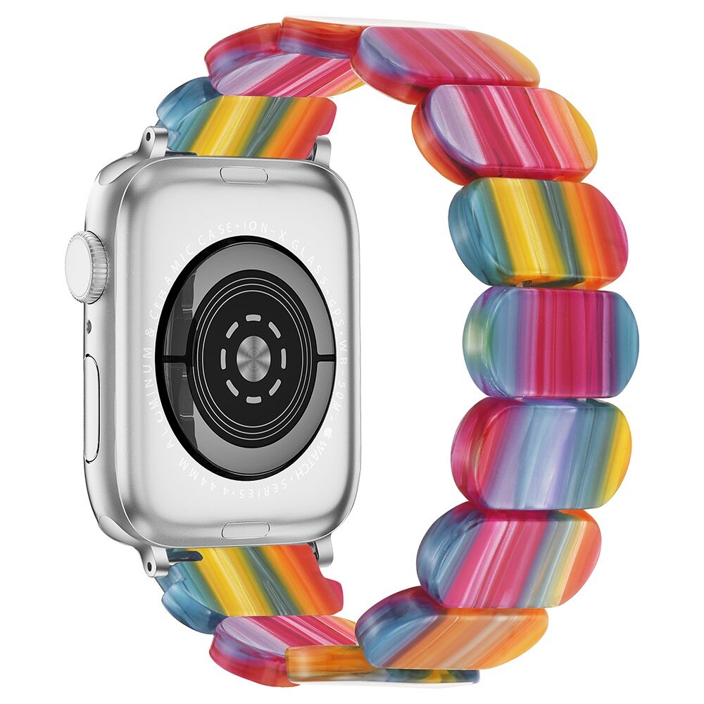 Apple Watch 45mm Series 8 Elastische resinarmband regenboog