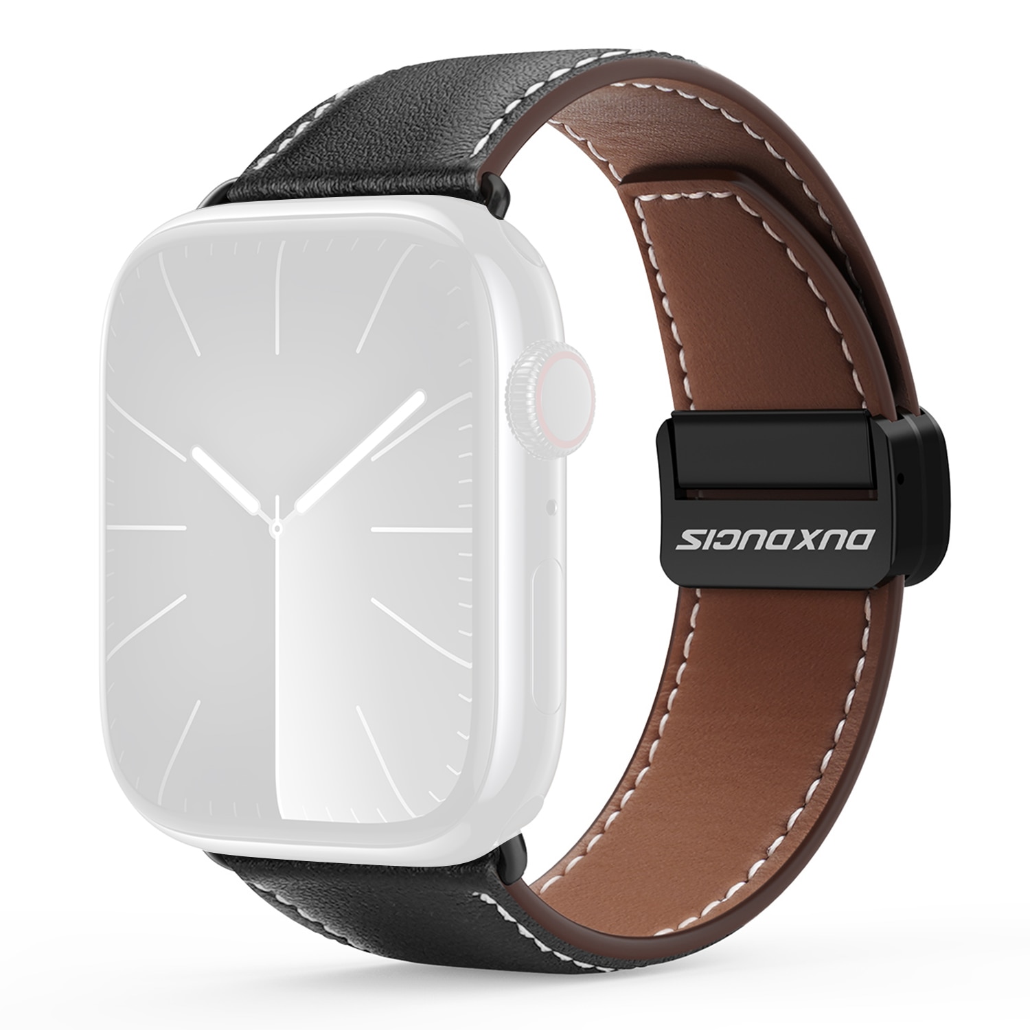 Leren Horlogeband Apple Watch Series 11 42mm Zwart