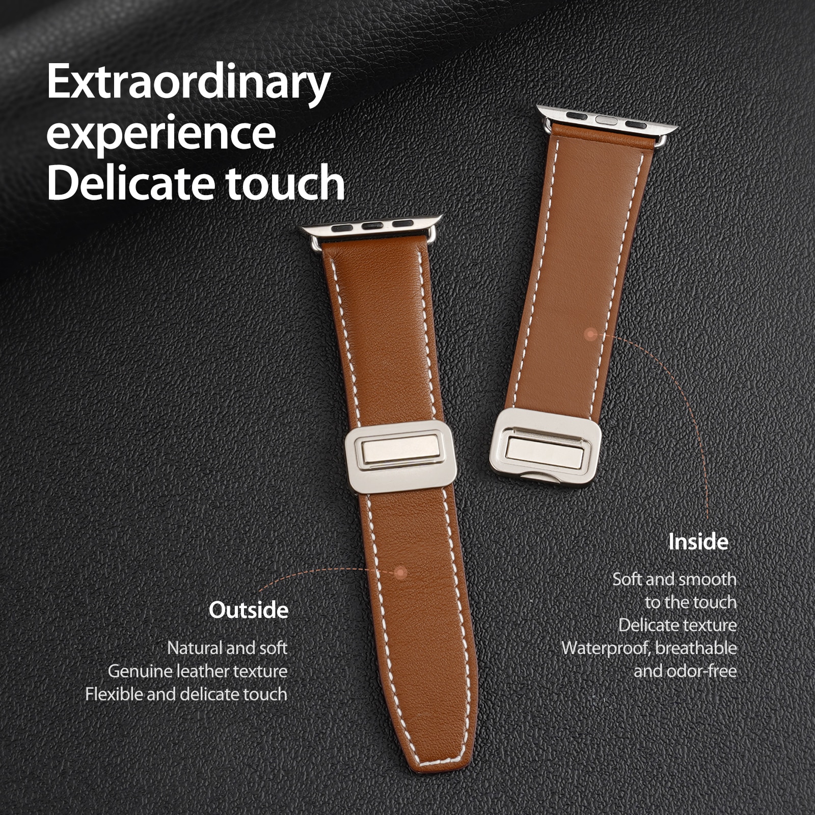 Leren Horlogeband Apple Watch Series 11 42mm Bruin