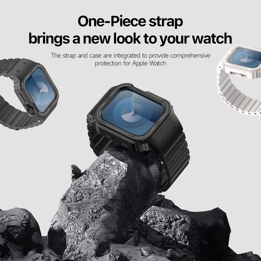 Apple Watch SE 44mm OA Series hoesje + siliconen bandje zwart