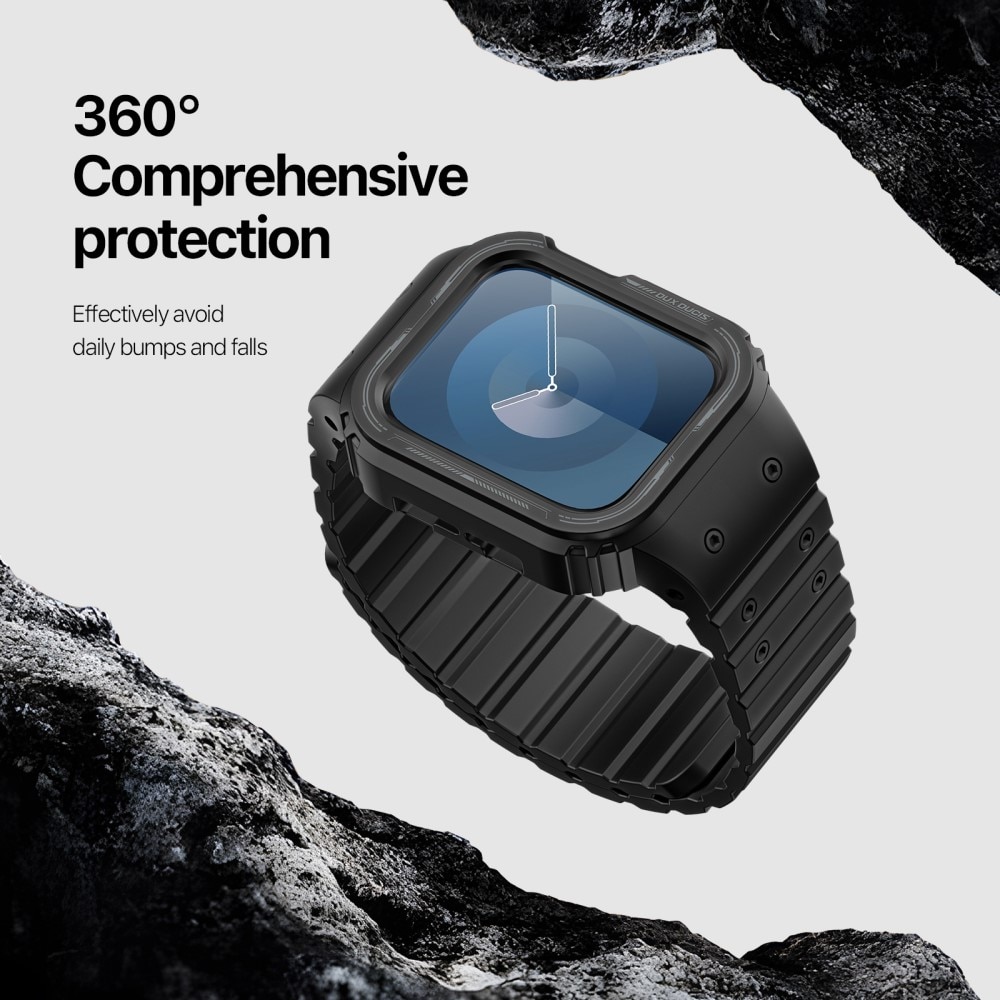 Apple Watch 45mm Series 9 OA Series hoesje + siliconen bandje zwart