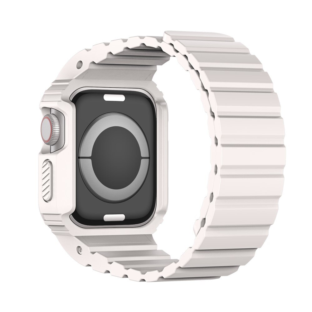 Apple Watch 45mm Series 7 OA Series hoesje + siliconen bandje wit