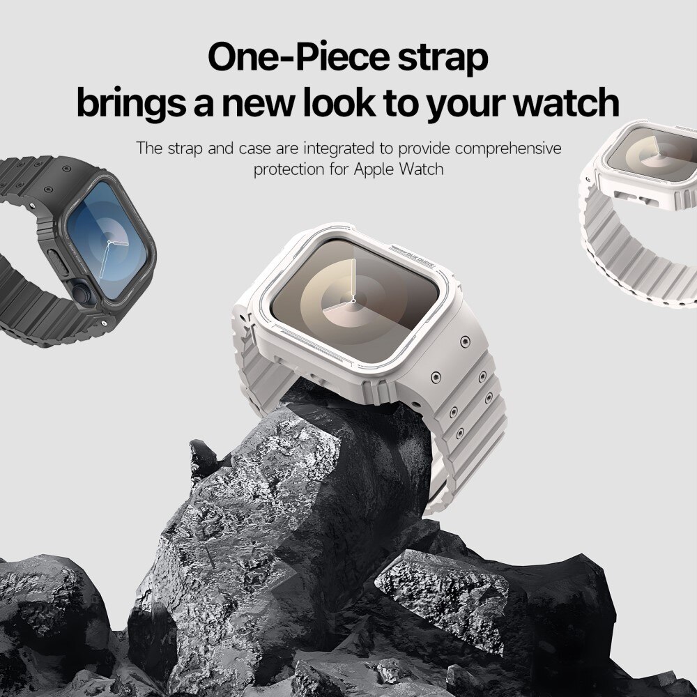 Apple Watch 45mm Series 9 OA Series hoesje + siliconen bandje wit