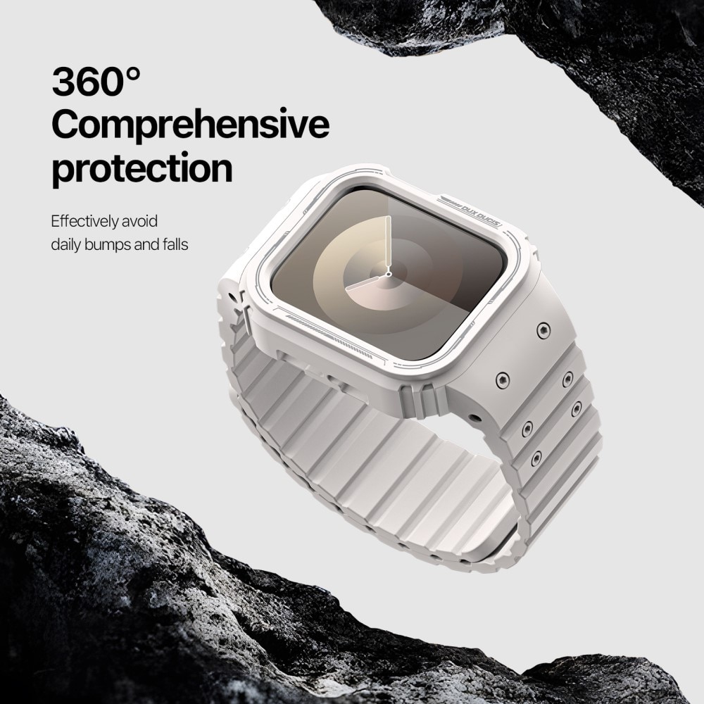 Apple Watch 45mm Series 9 OA Series hoesje + siliconen bandje wit