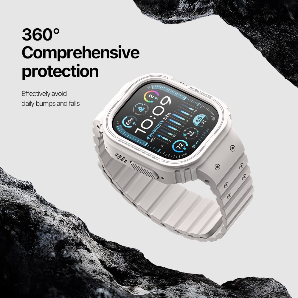Apple Watch Ultra 2 49mm OA Series hoesje + siliconen bandje wit