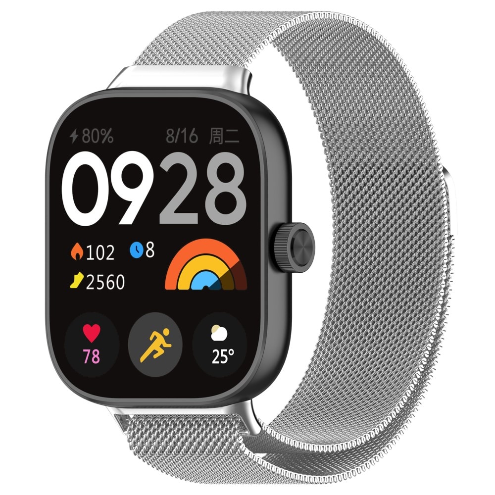 Xiaomi Redmi Watch 4 Milanese bandje zilver