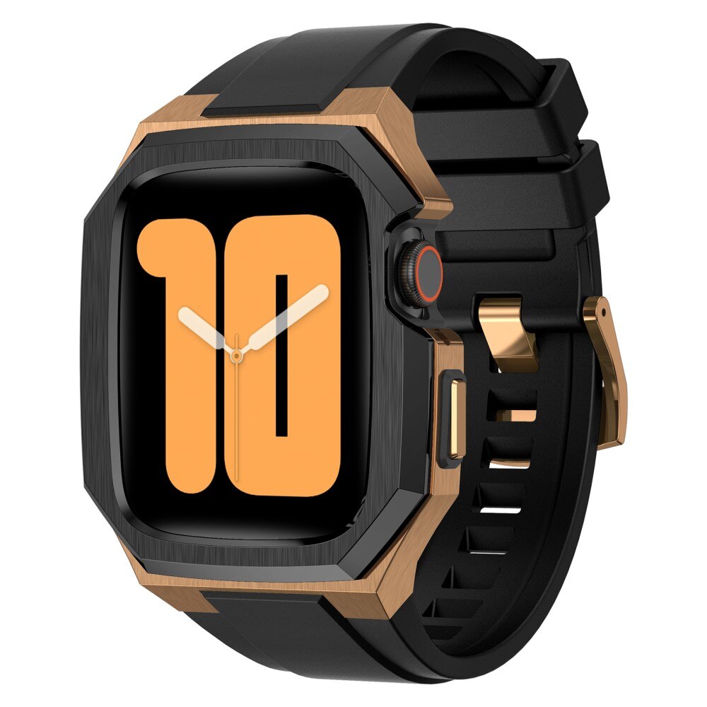 Apple Watch SE 44mm Stainless Steel Hoesje + Armband zwart/goud