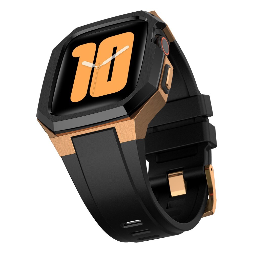 Apple Watch SE 44mm Stainless Steel Hoesje + Armband zwart/goud