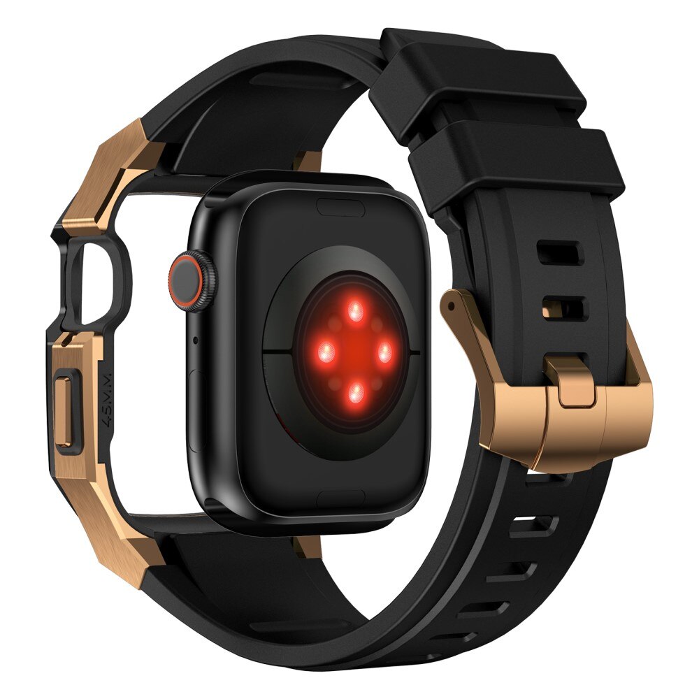 Apple Watch SE 44mm Stainless Steel Hoesje + Armband zwart/goud