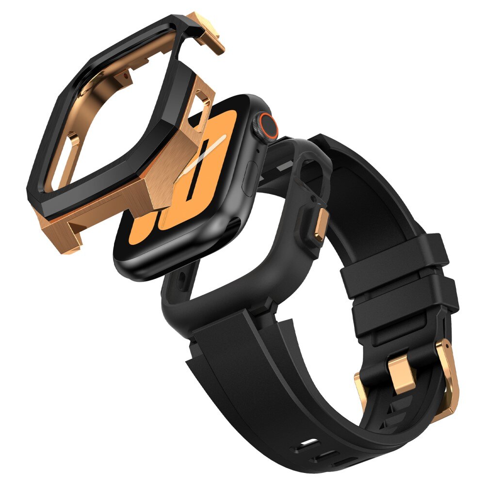 Apple Watch SE 44mm Stainless Steel Hoesje + Armband zwart/goud