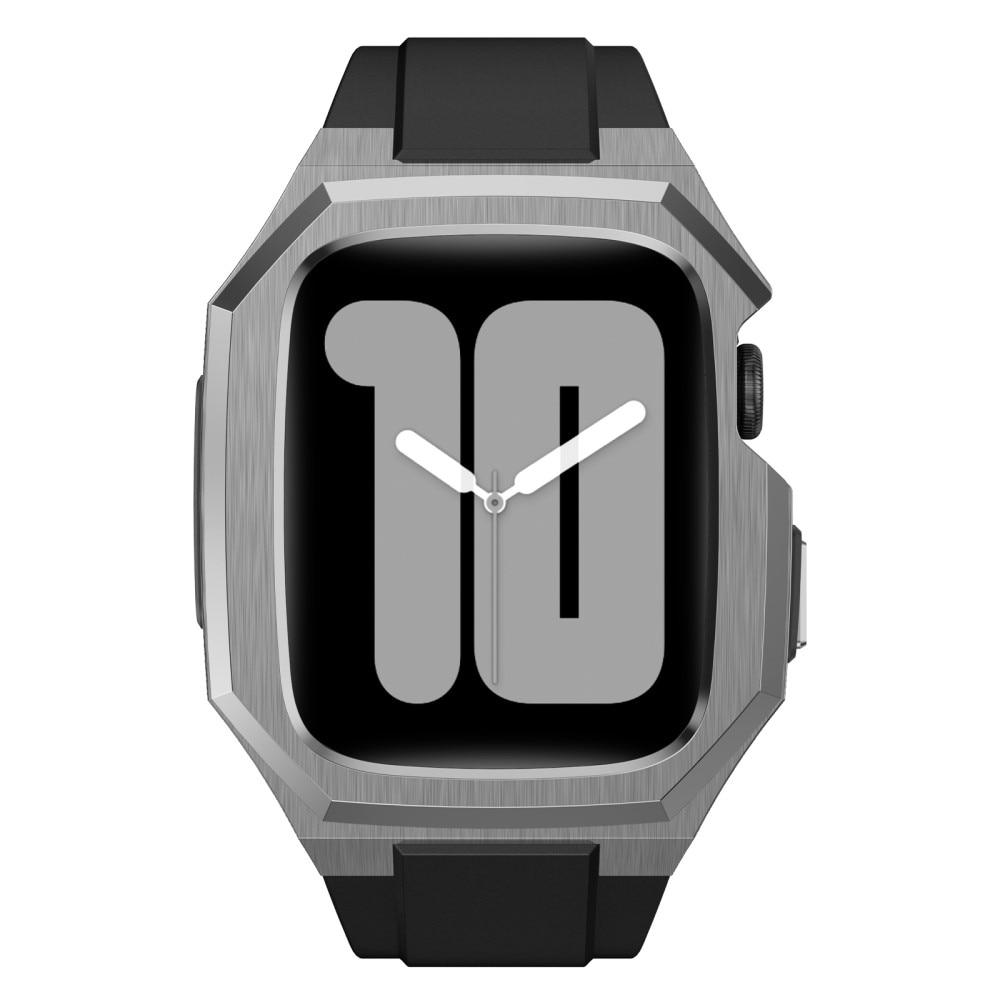 Apple Watch SE 44mm Stainless Steel Hoesje + Armband zilver/zwart