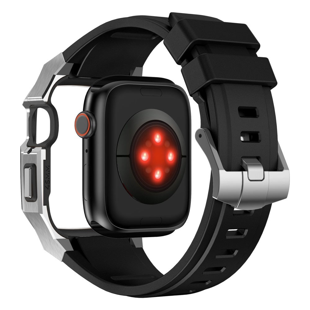 Apple Watch SE 44mm Stainless Steel Hoesje + Armband zilver/zwart