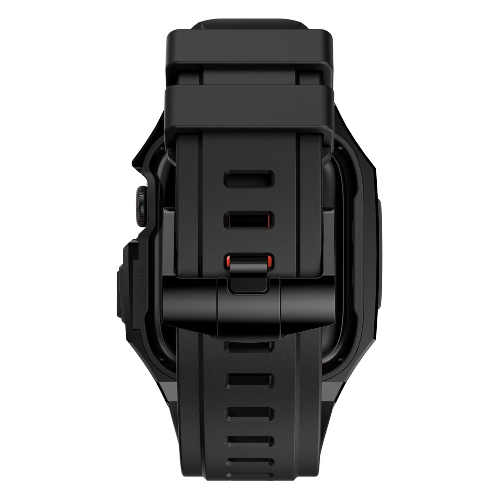 Apple Watch 45mm Series 9 Stainless Steel Hoesje + Armband zwart