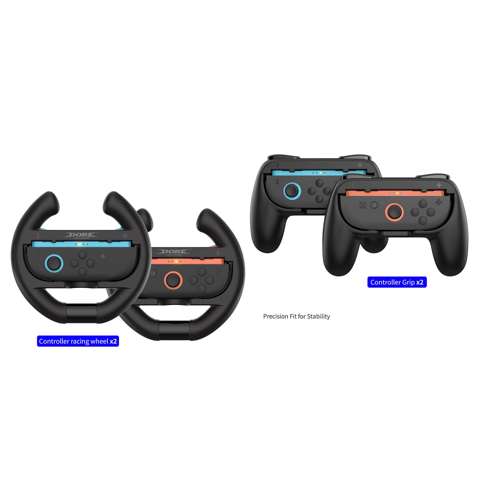 Stuurwielen en Handgrepen voor Joy-Con Nintendo Switch 2 Zwart