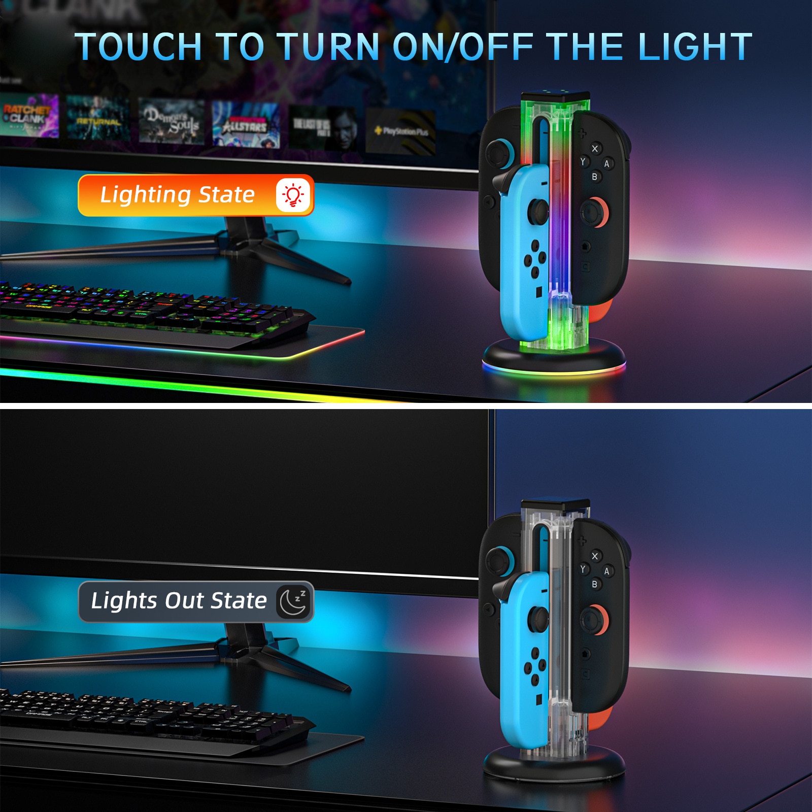 Joy-Con Oplaadstandaard met RGB-verlichting Nintendo Switch 2 Zwart