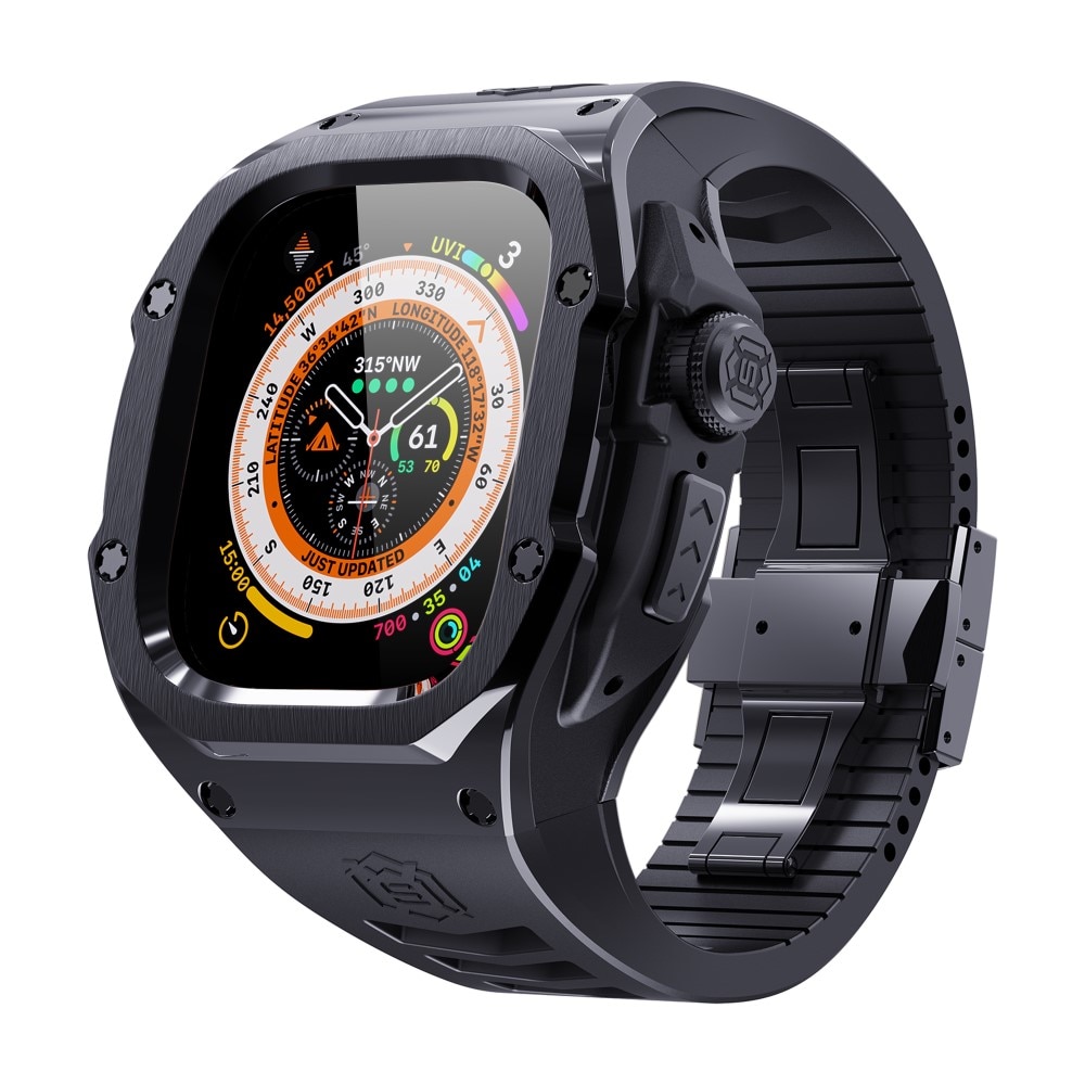 High Brushed Metal Hoesje met Armband Apple Watch Ultra 49mm Black