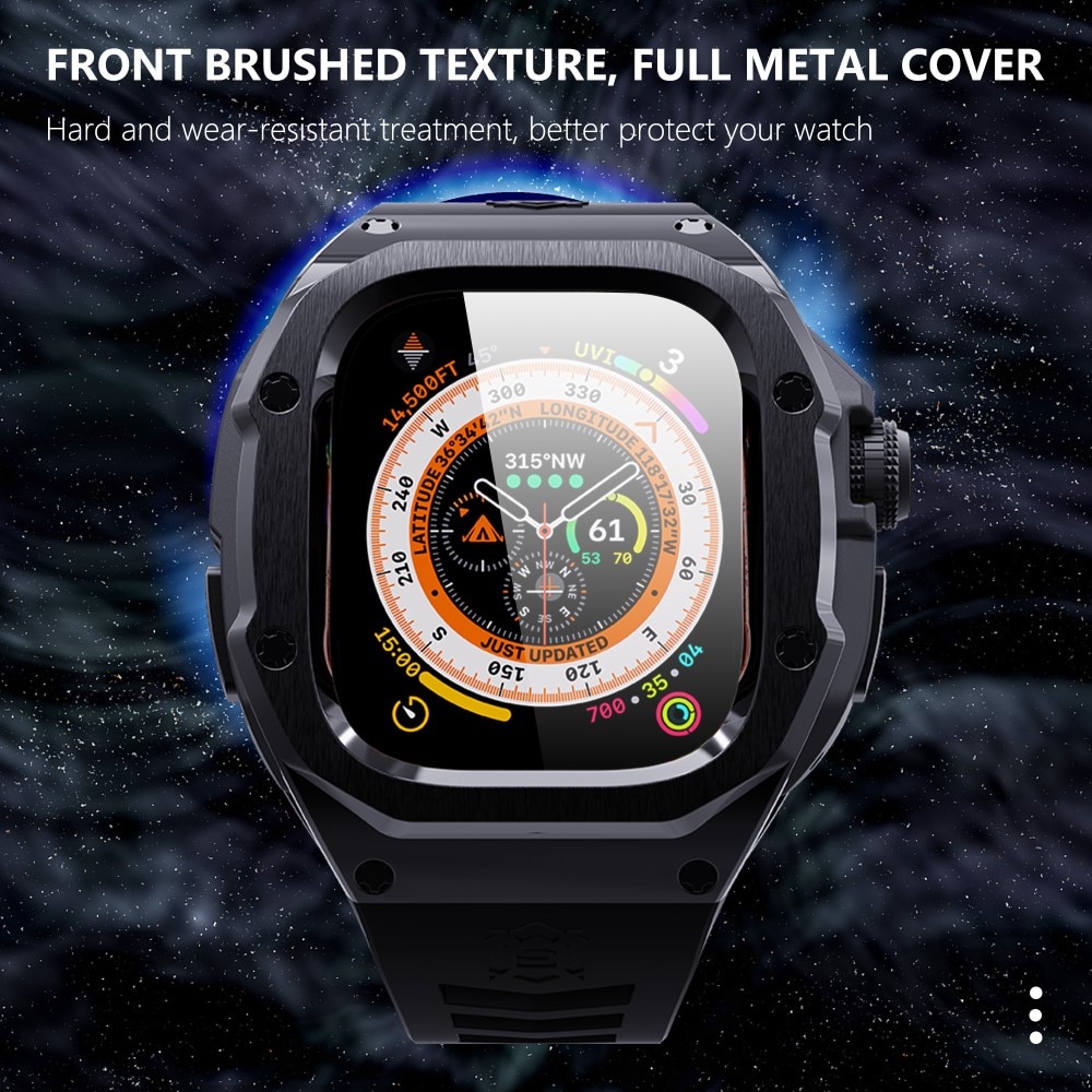 High Brushed Metal Hoesje met  Armband Apple Watch Ultra 2 49mm Black