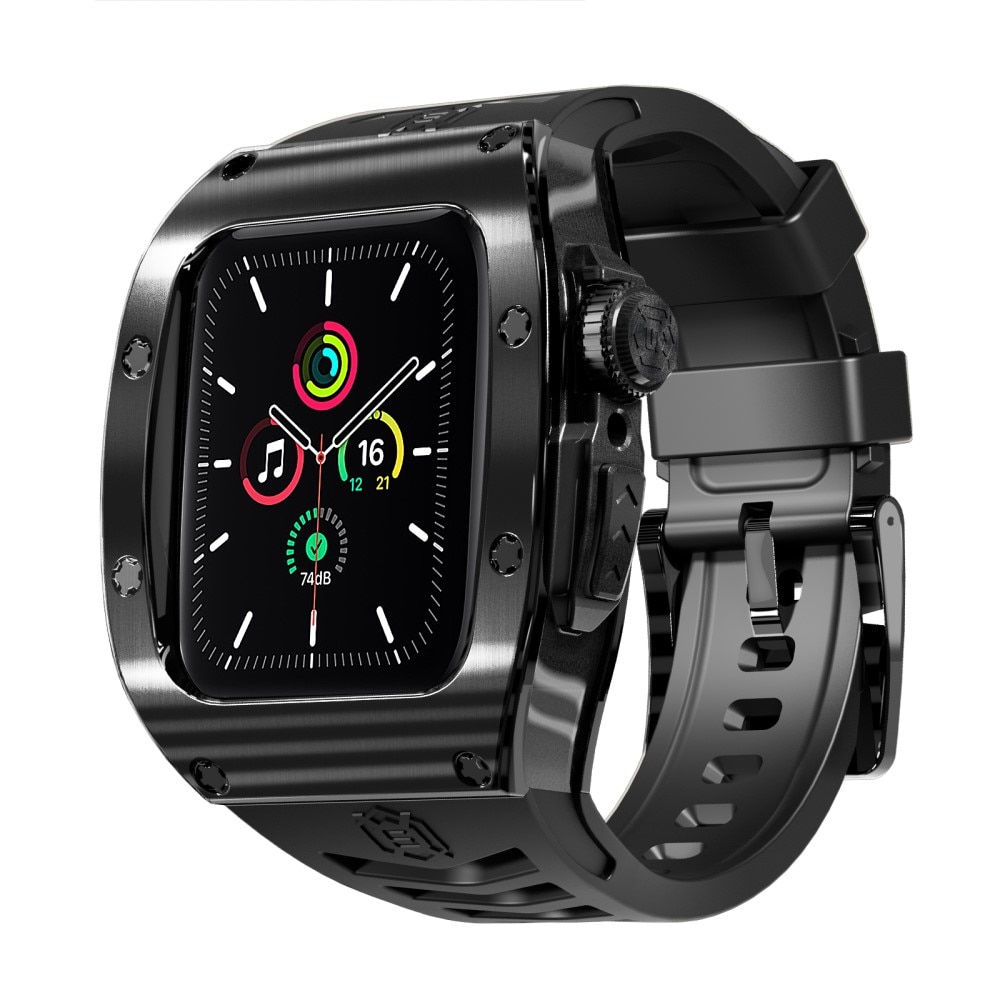 High Brushed Metal Hoesje met Armband Apple Watch 45mm Series 7 Black