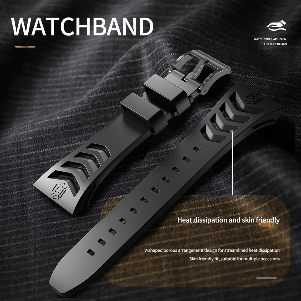 High Brushed Metal Hoesje met Armband Apple Watch 45mm Series 7 Black
