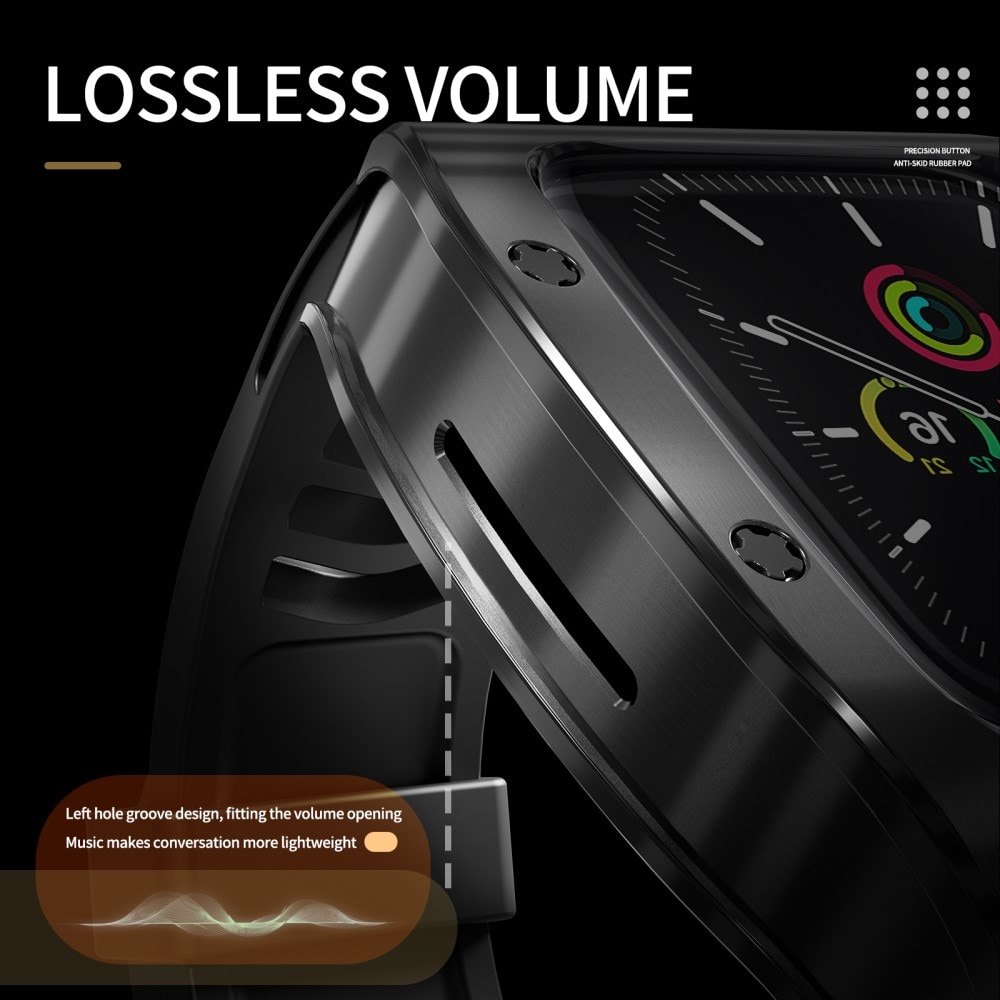 High Brushed Metal Hoesje met Armband Apple Watch 45mm Series 7 Black