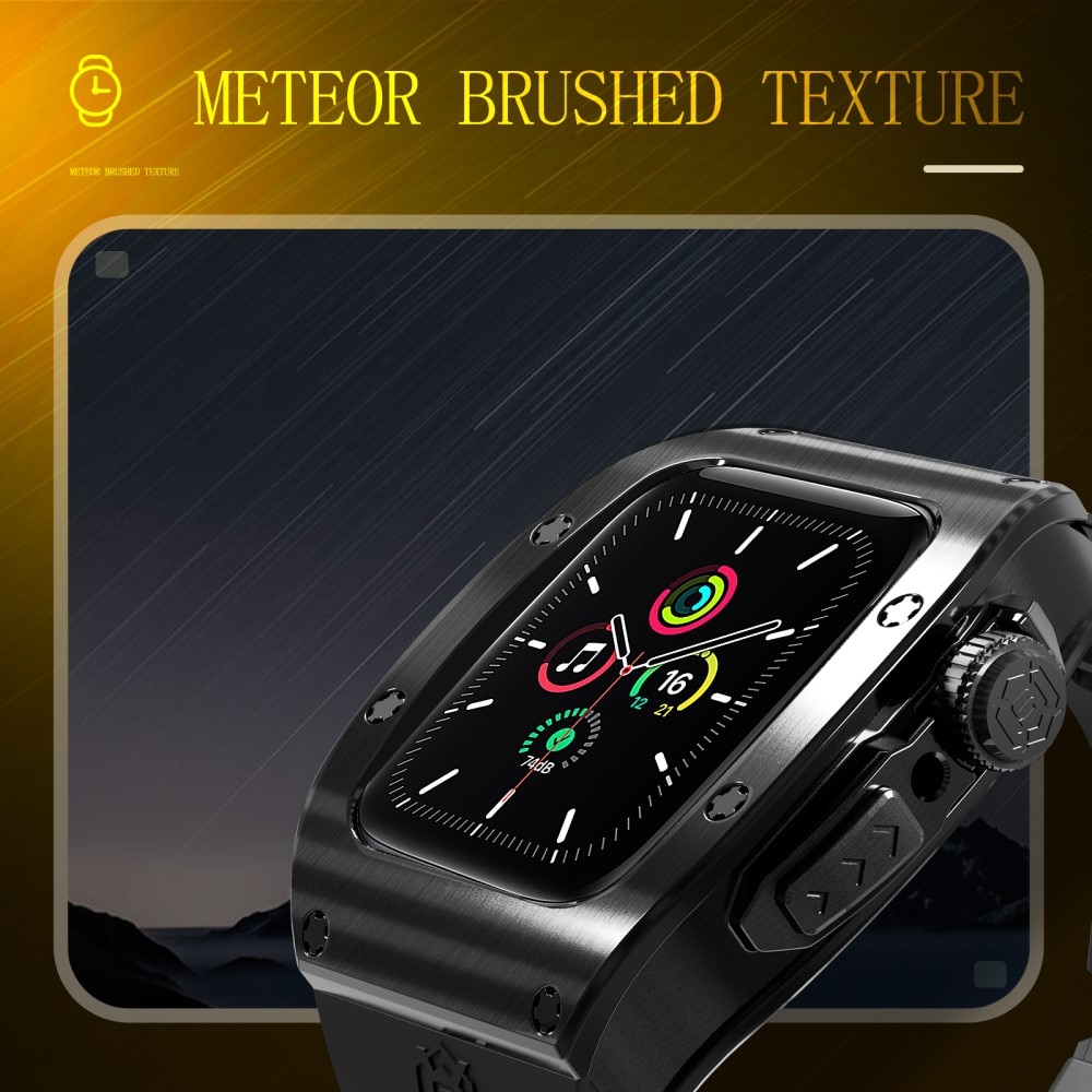 High Brushed Metal Hoesje met Armband Apple Watch SE 44mm Black