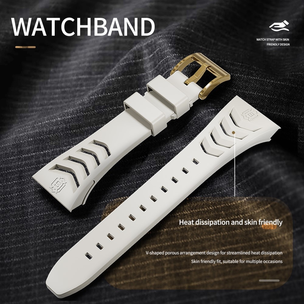 High Brushed Metal Hoesje met Armband Apple Watch 44mm Gold/White