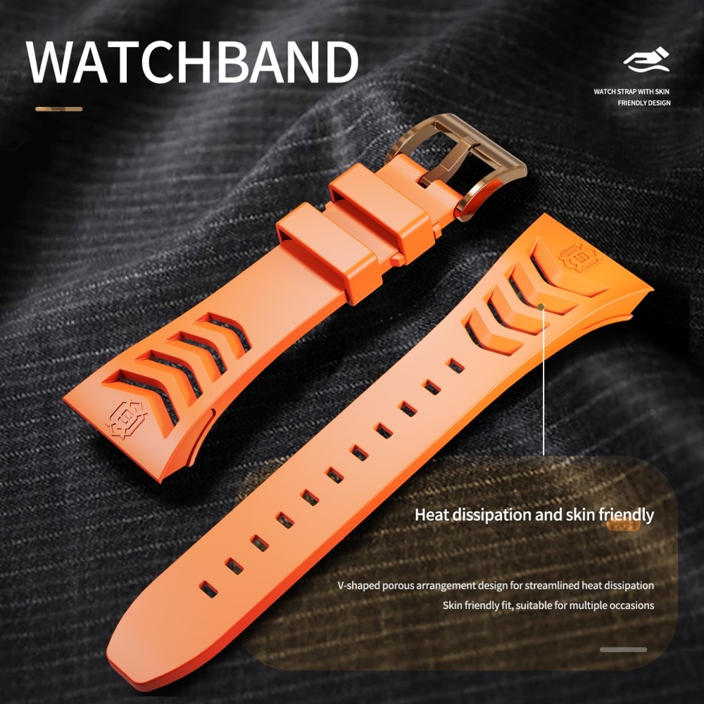 High Brushed Metal Hoesje met Armband Apple Watch 45mm Series 9 Rose/Orange
