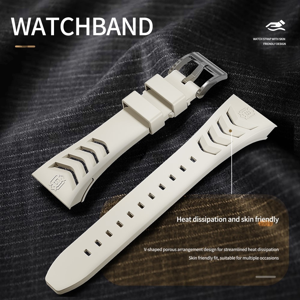 High Brushed Metal Hoesje met Armband Apple Watch SE 44mmSteel/White