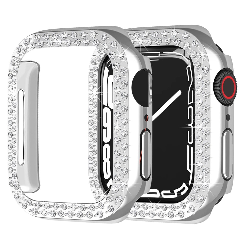 Apple Watch 45mm Series 9 Rhinestone Hardcase zilver
