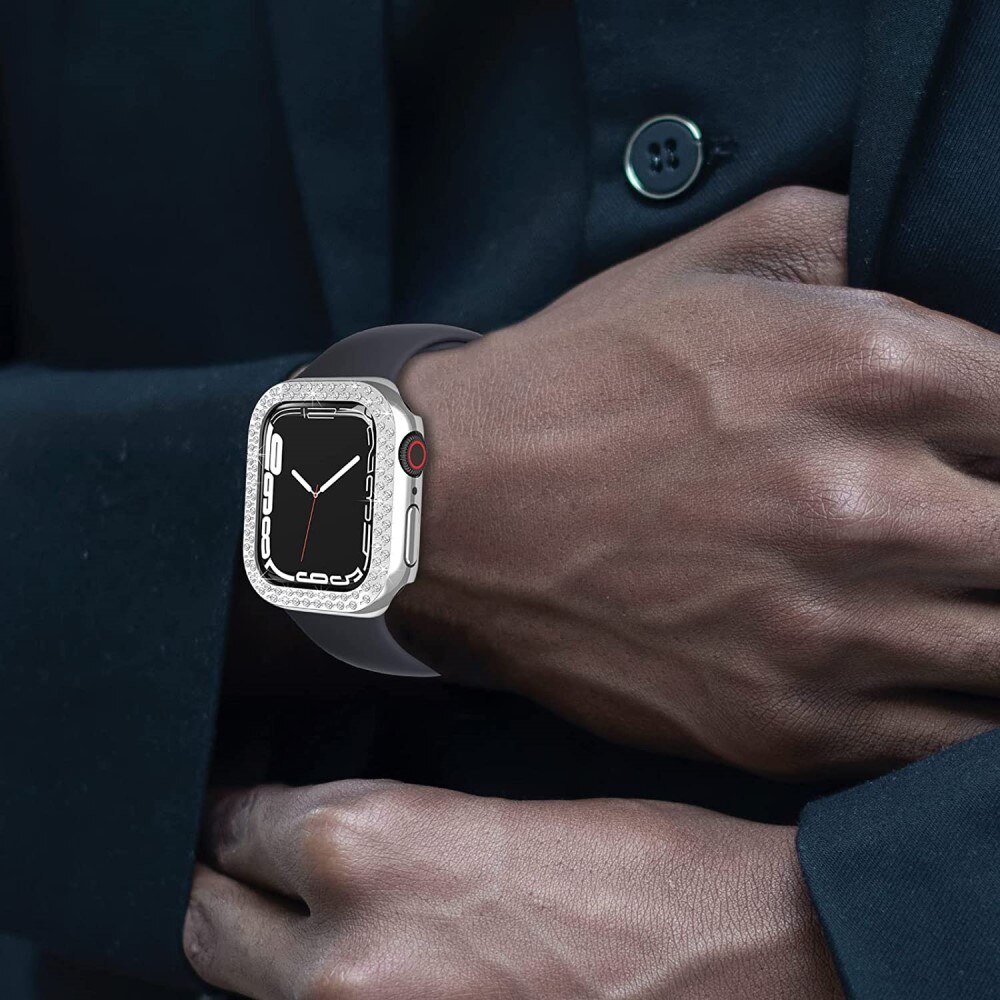 Apple Watch 45mm Series 8 Rhinestone Hardcase Zilver