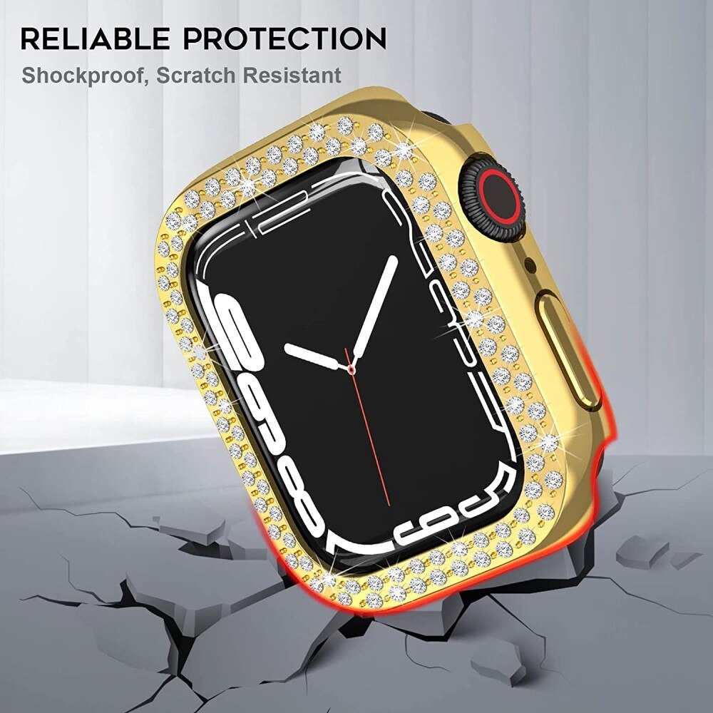 Apple Watch 45mm Series 8 Rhinestone Hardcase Goud