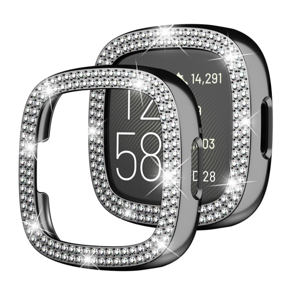 Fitbit Versa 4/Sense 2 Rhinestone Hardcase Zwart