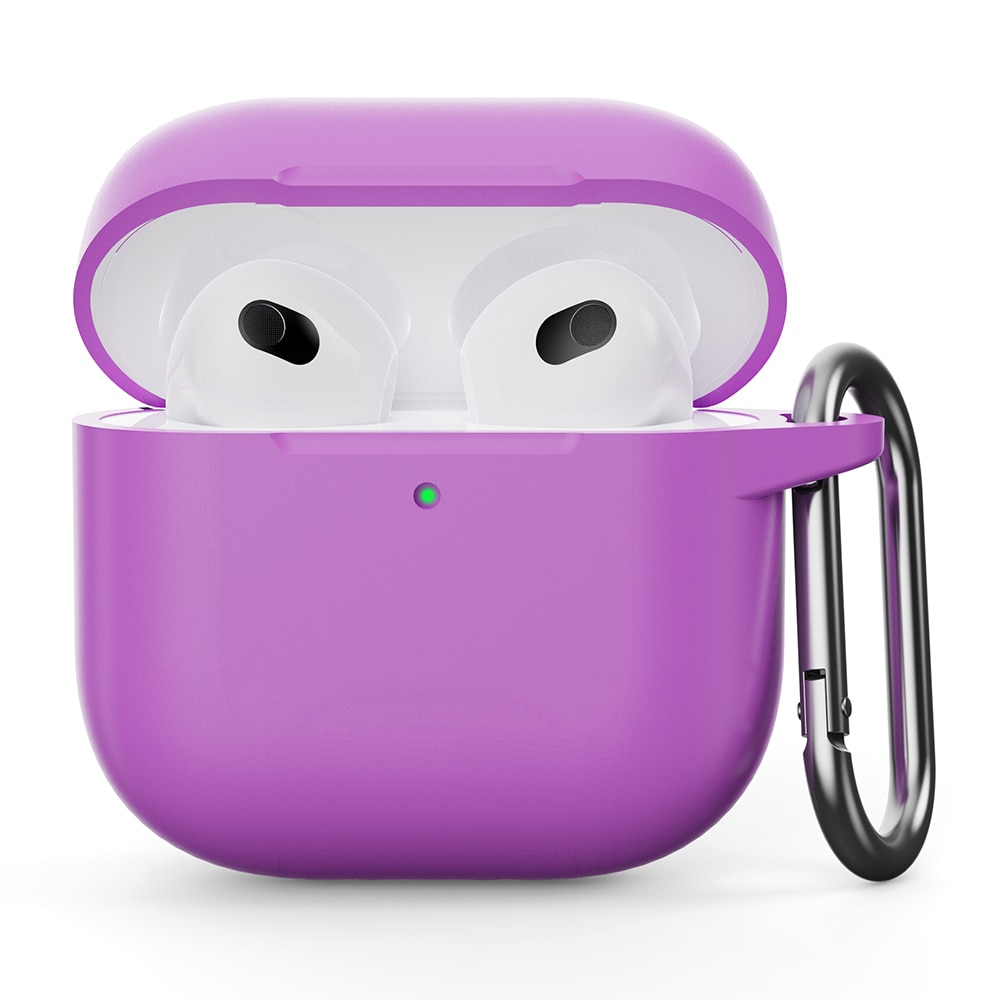 Apple AirPods 4 Siliconen hoesje met karbinerhaak Paars