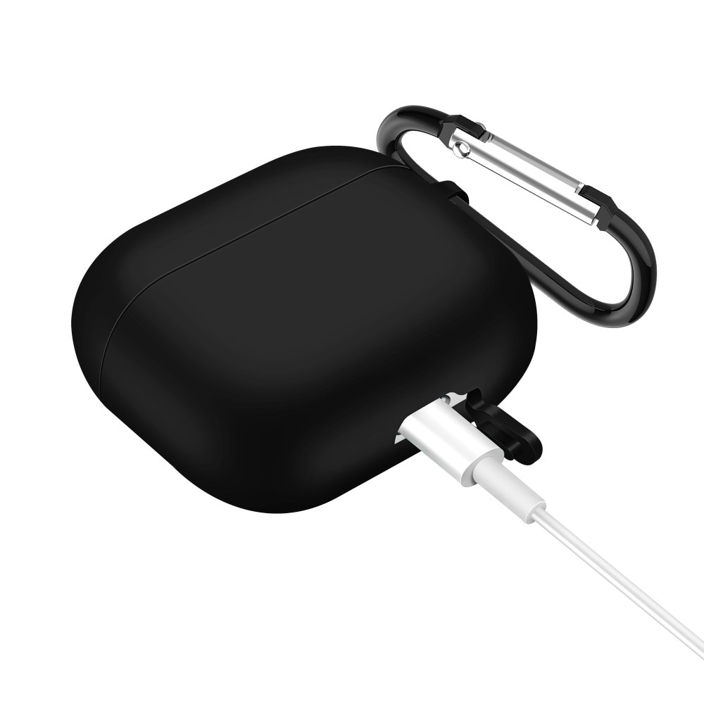 AirPods 3 Siliconen hoesje met karbinerhaak Zwart