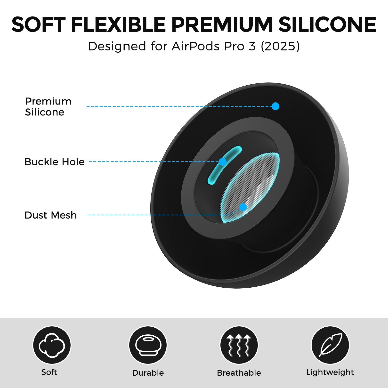 Ear Tips Apple AirPods Pro 3 Zwart (Medium)