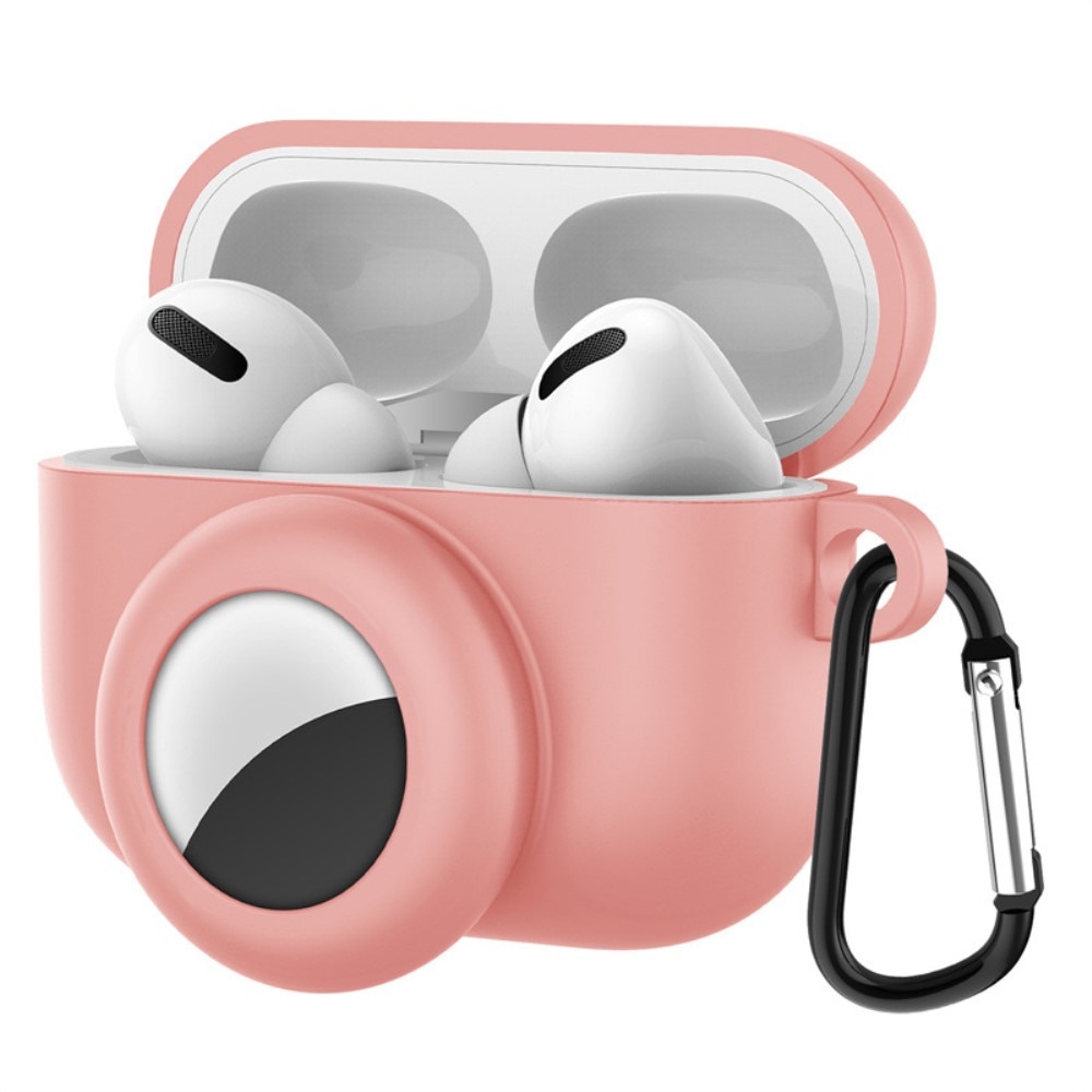 AirPods Pro Siliconen hoesje met AirTag-houder roze