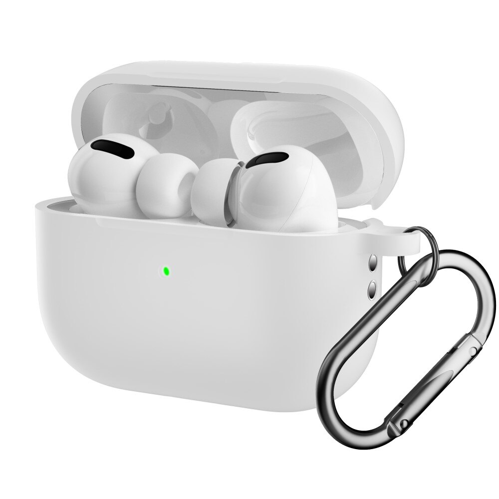 Apple AirPods Pro 2 Siliconen hoesje met karbinerhaak Wit