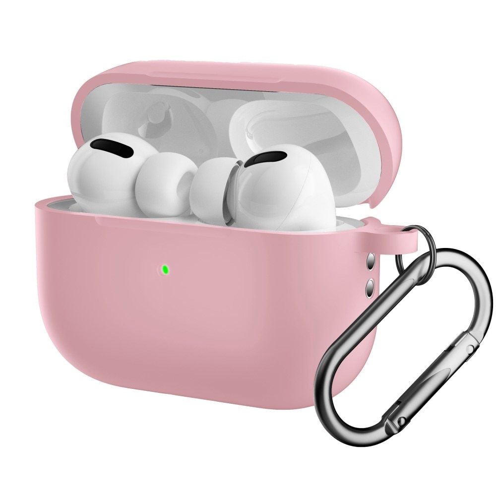 Apple AirPods Pro 2 Siliconen hoesje met karbinerhaak Roze